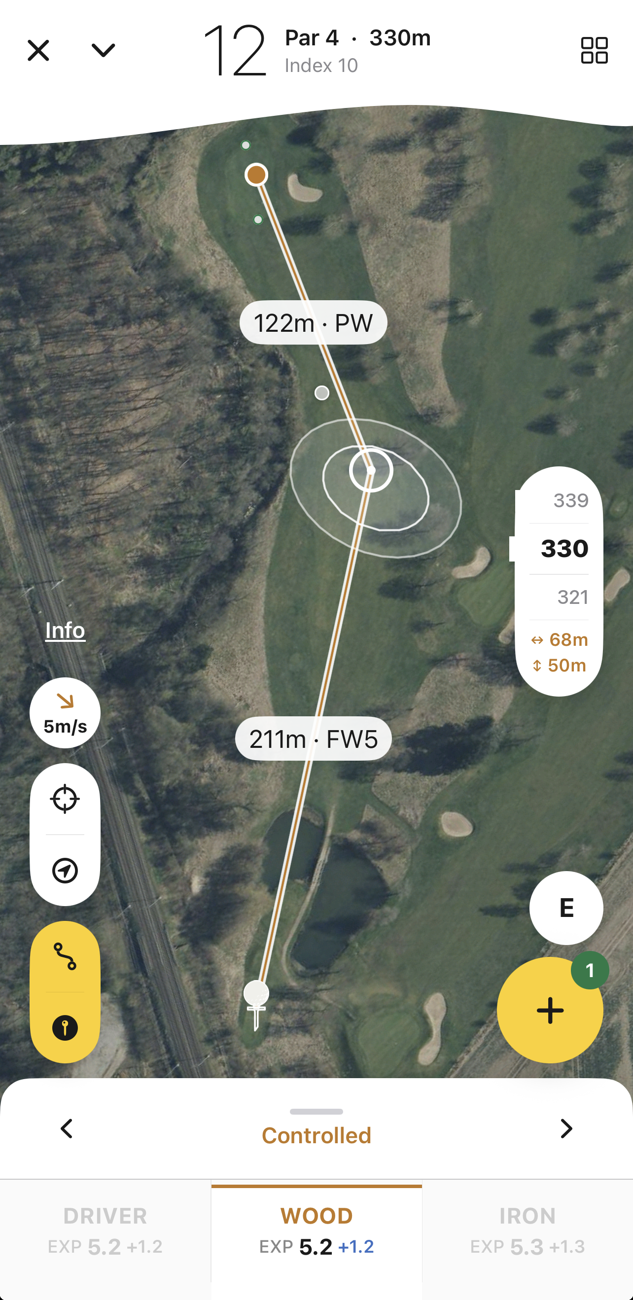 Shot plan, hole 12 par 4